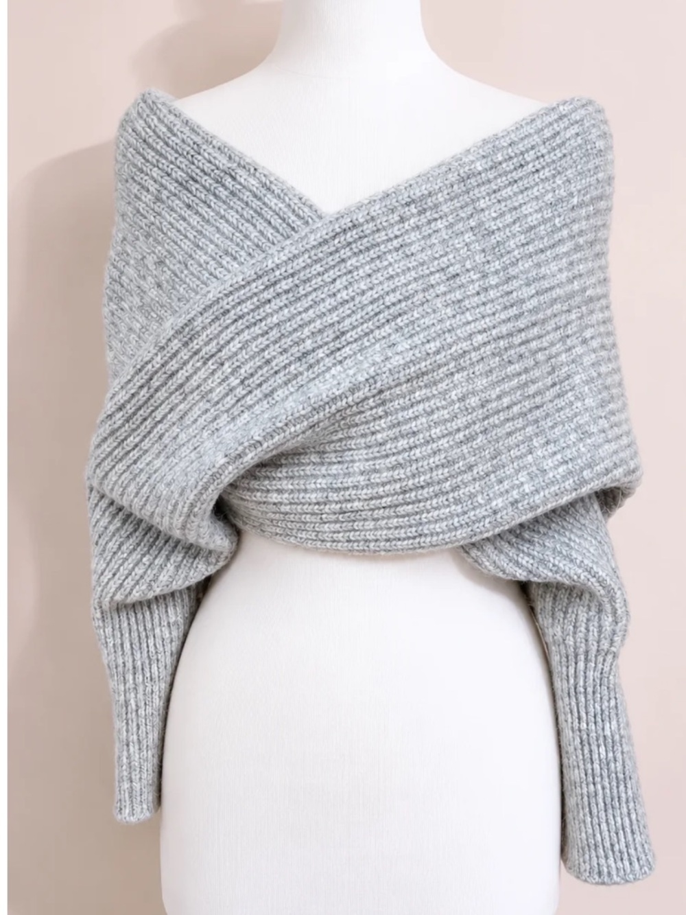 Freya Harper Cozy Scarf with Sleeves Light Grey
